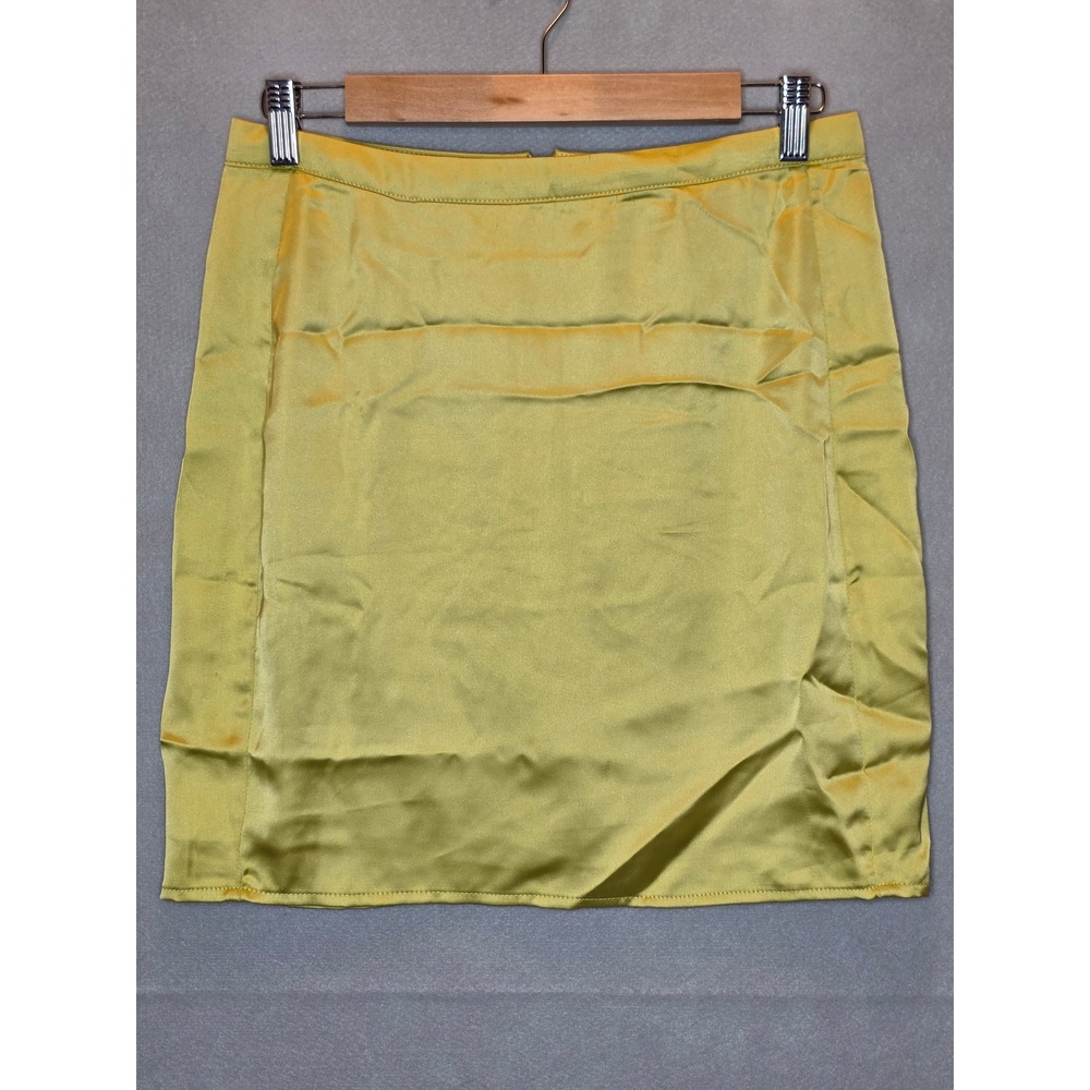 Sincerely Jules Chartreuse Yellow Satin Mini Skirt Size Medium RN160656 - Picture 2 of 9